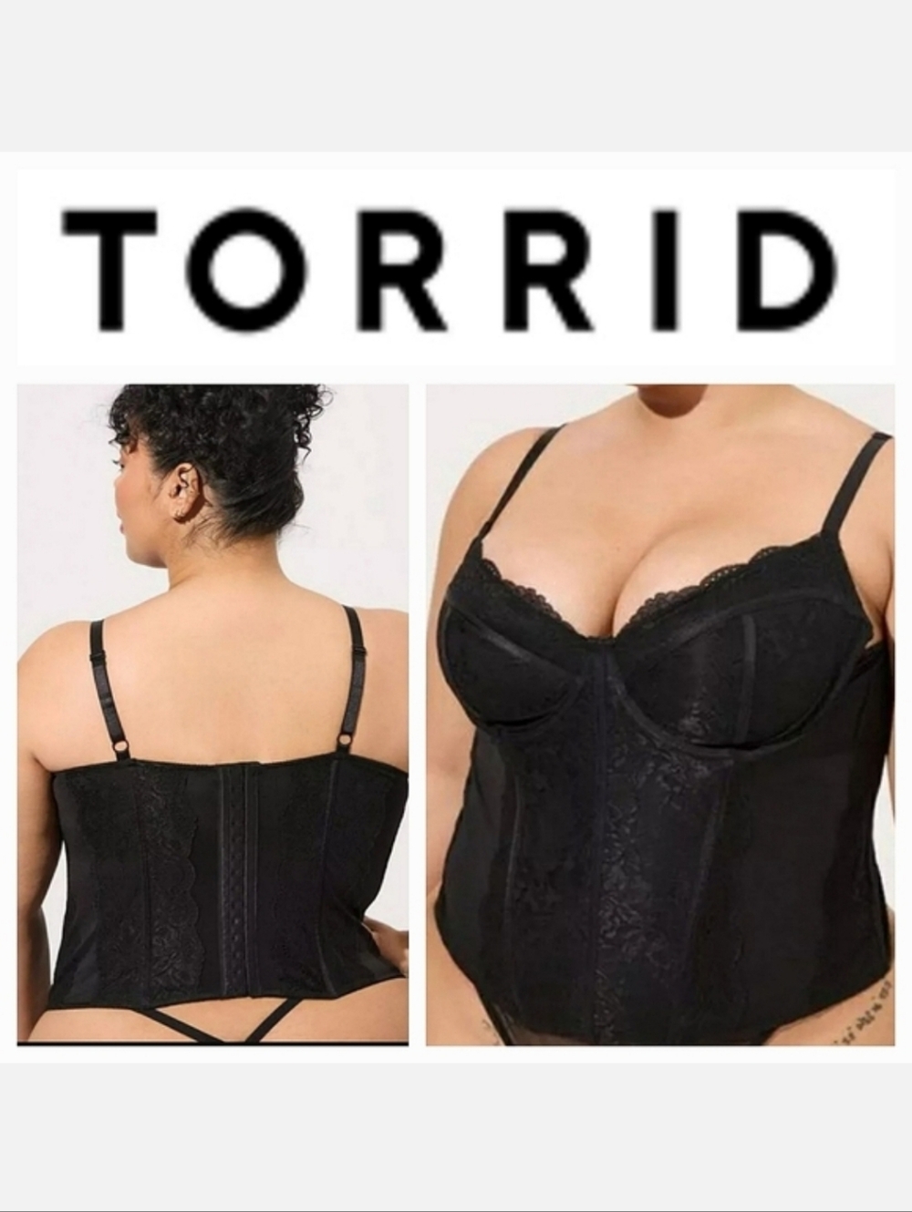 TORRID CURVE Underwire Lace Bustier in Rich Black Sz 5X